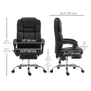 Massage Office Chair, Reclining Executive Office Chair with 6-Point Vibration, Footrest and High Back, Black – view 2