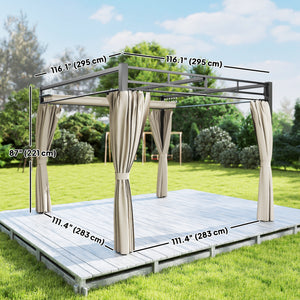 10' x 10' Outdoor Gazebo, Retractable Pergola Canopy with Curtains, UPF30+ Free Standing Metal Pergola Kit – view 2