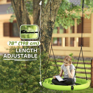 Qaba 100cm Diameter Nest Seat for Kids with Height Adjustable Hanging Ropes for Outdoor, Playground, Garden