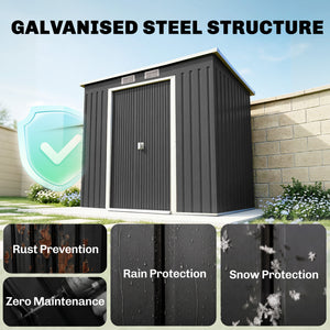 7' x 4' Galvanised Steel Garden Shed, with Foundation Kit - Green – view 10