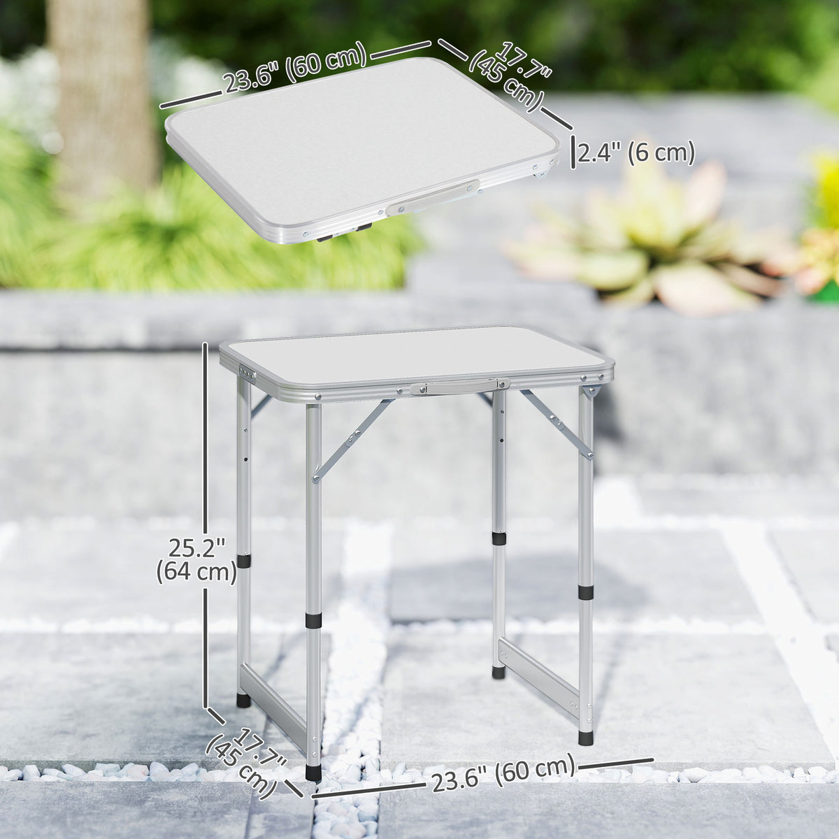 Folding Adjustable Patio Picnic Table Portable Camping Dining Lunch Table Aluminum Frame Silver