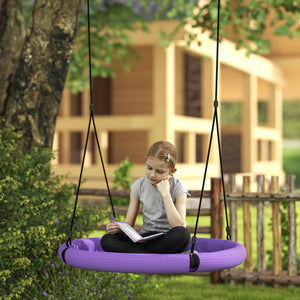 Qaba 100cm Diameter Nest Seat for Kids with Height Adjustable Hanging Ropes for Outdoor, Playground, Garden