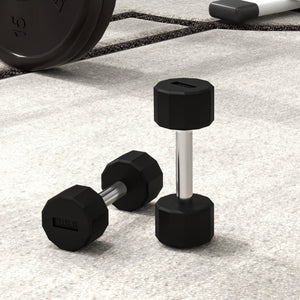 Soozier 2 x 10lbs Dumbbells Set with Non-Slip Grip, Rubber Covered Weights for Men Women Home Gym Workout