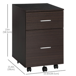 Mobile Filing Cabinet, Vertical File Cabinet with 2 Drawers, Wheels, for Letter or A4 File, Natural