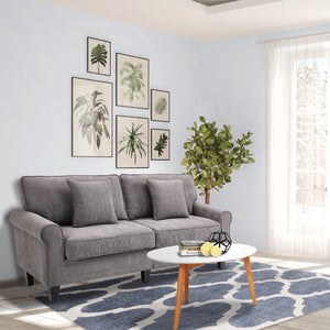 Modern 3 Seater Sofa, Corduroy Fabric 3 Seater Couch with Pine Wood Legs and Rolled Armrests for Living – view 20