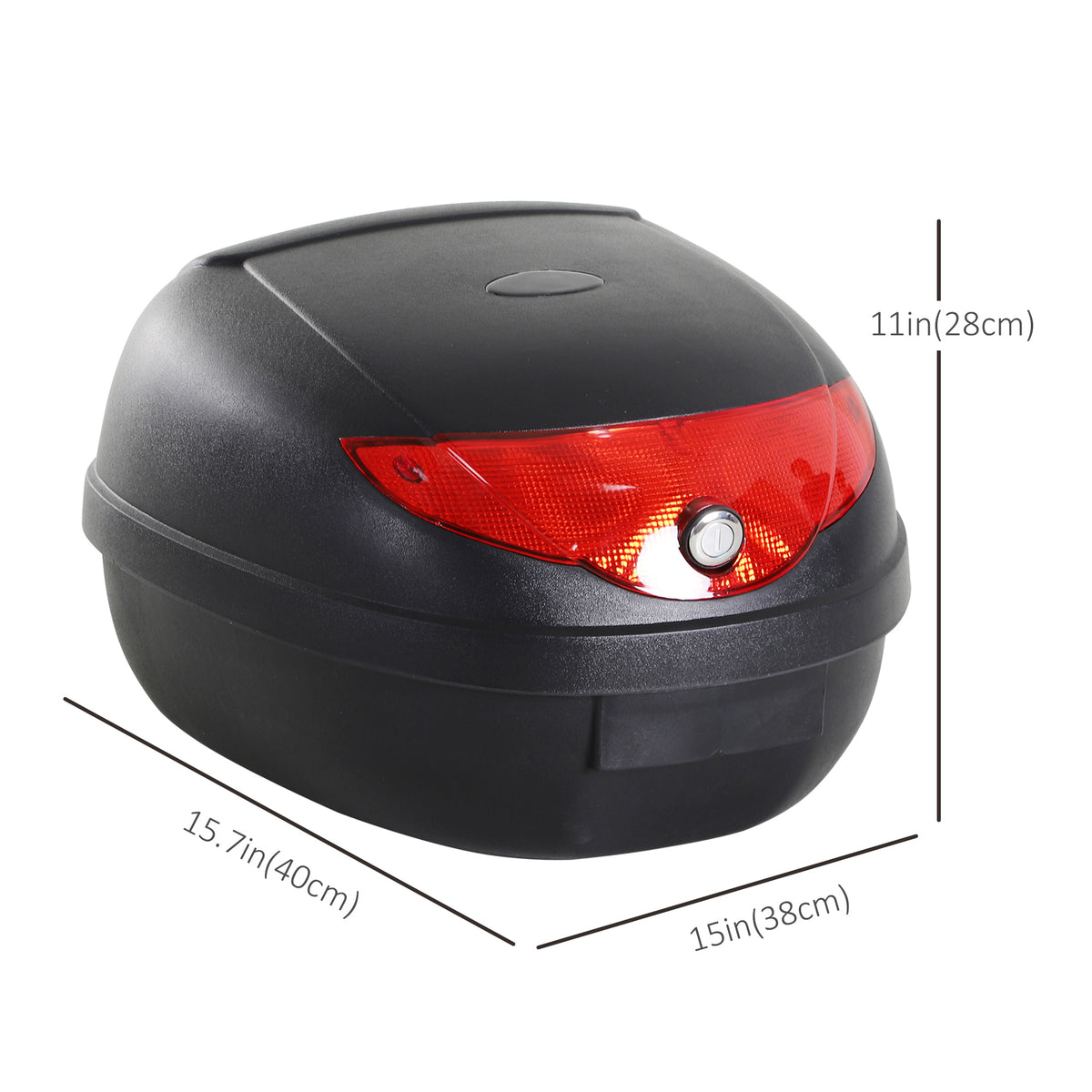 Detachable Scooter Motorcycle Trunk Top Case 24L Tour Luggage Box Tail Carrier Lockable Black