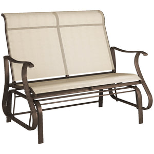 2-Person Outdoor Glider Chair, Patio Glider Rocking Chair with Mesh Seat and Backrest