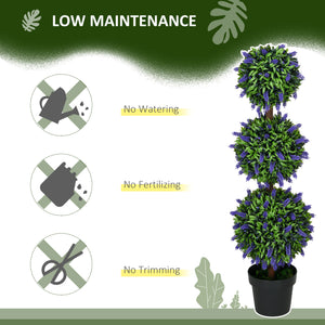 2.3ft Set of 2 Artificial Plants, Lavender Flowers Ball Trees with Pot, for Home Indoor Outdoor Decor