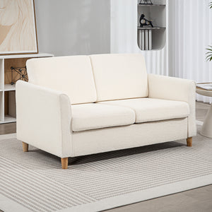 2-Seat Sofa Two-Seater Couch with Armrests and Wood Legs for Living Room, Bedroom, Dark Grey – view 14
