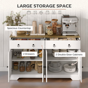Sideboard Cabinet with 2 Drawers, 4 Barn Doors and 2 Adjustable Shelves, Buffet Table for Living Room, Black – view 17