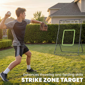Soozier 4 x 5.7ft Volleyball Rebounder Net with Strike Zone, Baseball Lacrosse Training Net for Pitching and Fielding