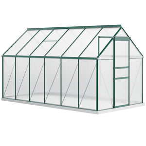 6' x 8' x 6.5' Walk-in Greenhouse, Polycarbonate Greenhouse with Adjustable Roof Vent, Base, Sliding Door – view 3
