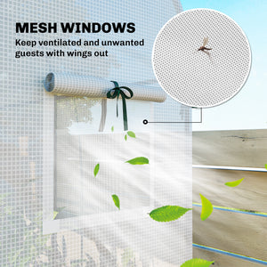 Mini Greenhouse, Portable Garden Green House with Roll-up Door and Mesh Windows, 6' x 2' x 6.6', Green – view 12
