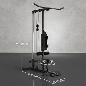 Soozier Lat Pull Down Machine, High / Low Pulley Machine with Adjustable Seat and Flip-Up Footplate