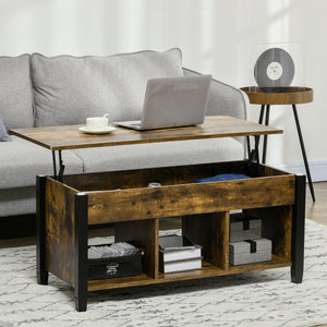 Lift Top Coffee Table, Modern Center Table with Storage Shelves and Hidden Compartment for Living Room – view 14