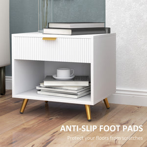 Nightstand with Fluted Panel, Bedside Table with Drawer and Open Compartment – view 13
