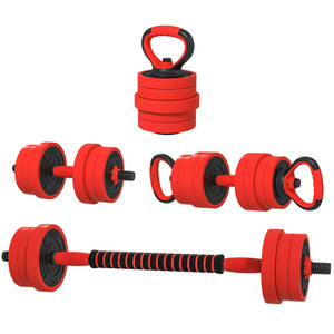 Soozier 44lbs 4-in-1 Adjustable Weight Dumbbell Set, Barbell, Kettlebell, Push Up Stand