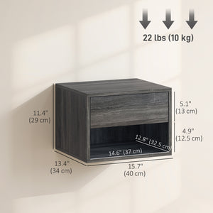 Floating Nightstand Set of 2, Wall Mounted Bedside Table with Drawer for Bedroom Black – view 16