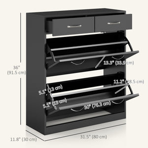 Narrow Shoe Storage with 2 Flip Drawers and Adjustable Shelves Shoe Cabinet Organizer for 12 Pairs of – view 2