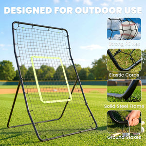 Soozier 4 x 5.7ft Volleyball Rebounder Net with Strike Zone, Baseball Lacrosse Training Net for Pitching and Fielding