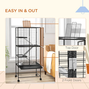 Rolling Small Animal Cage 34"H Chinchilla Cage for Ferrets, Squirrels w/ Removable Tray, Storage Shelf – view 20