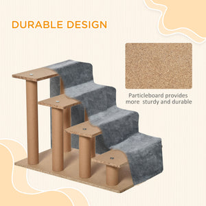 4-Step Dog Ramp for Sofa, Bed, and Couch, with Removable Cover, Light Grey – view 5