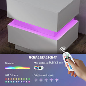 Bedside Table with Charging Station and LED Light Modern Nightstand with USB Ports AC Outlets Drawers – view 10