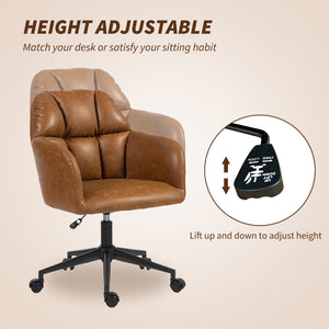 Swivel Office Chair, Faux Leather Desk Chair with Adjustable Height for Living Room, Bedroom, Study, Brown