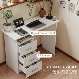 Computer Desk with Storage, 39" Home Office Desk with 3 Drawers nad Open Shelf, Writing Table for Bedroom – view 3