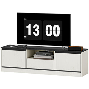 TV Stand for 55-60 Inch TV, Entertainment Center w/ Cabinets, Shelf, Drawer and Cable Management for Living Room, White