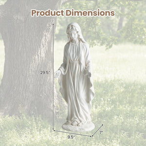 Virgin Mary Statue 29.5 inch Tall Outdoor Religious Sculpture with Aged Finish-White view 4