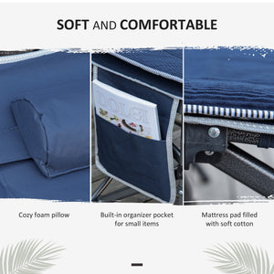 Folding Camping Cot with Mat & Pillow, Double Layer Oxford Heavy Duty Sleeping Cot with Carry Bag Blue – view 6