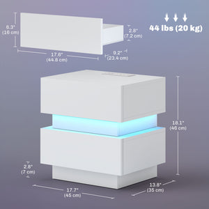 Bedside Table with Charging Station and LED Light Modern Nightstand with USB Ports AC Outlets Drawers – view 9