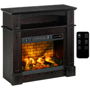 Electric Fireplace with Mantel, Freestanding Heater Corner Firebox with Remote Control, 700W/1400W, Brown