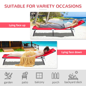 Folding Chaise Lounge Chair, Reclining Beach Tanning Chair with Face Hole, Pillow – view 12