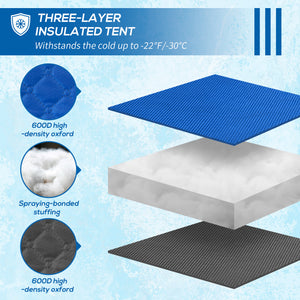 4 Person Insulated Ice Fishing Shelter, Pop-Up Portable Ice Fishing Tent with Carry Bag and Two Doors for – view 11