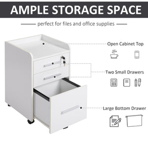 3 Drawer File Cabinet with Lock and Edged Top, Lockable Filing Cabinet on Wheels for Letter and A4 Size – view 3