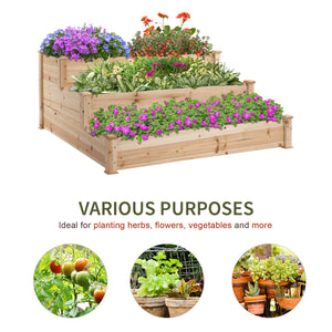 49" x 49" x 22" 3-Tier Raised Garden Bed Wooden Planter Kit Elevated Plant Box Stand for Yard, Patio – view 5
