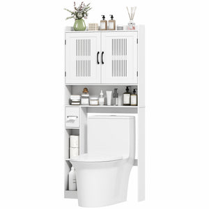 Over the Toilet Storage Cabinet, Bathroom Organizer with Adjustable Shelf, Toilet Paper Holder for Bathroom, Laundry
