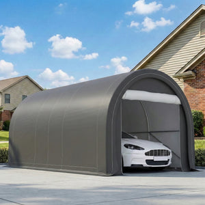 10' x 16' Heavy Duty Portable Carport Tent with Zippered Door, PE Cover for Car, Boat, Motorcycle, Bike – view 14