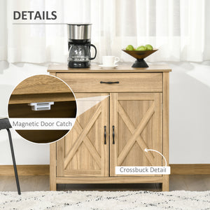 Farmhouse Sideboard Buffet Cabinet, Storage Cabinet with Barn Doors, Distressed Brown