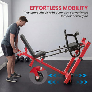 Soozier Leg Press Machine with Wheels and Calf Block, Adjustable Squat Machine for Home Gym, 1000 lbs Capacity