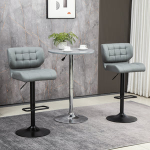 Swivel PU Leather Barstools Set of 2 Adjustable Bar Stools with Footrest Back for Kitchen Counter Dining – view 14