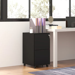 Vertical Steel Filing Cabinet on Wheels, 2-Drawer Lockable File Cabinet with Adjustable Hanging Bar for A4 – view 7