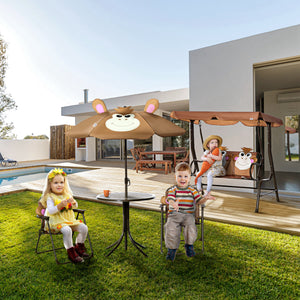 Kids Folding Picnic Table and Chair Set Pattern Outdoor Garden Patio Backyard with Removable & Height – view 6