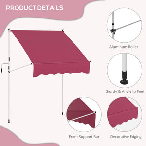 6.6'x5' Manual Retractable Patio Awning Sun Shelter Window Door Deck Canopy, Water Resistant UV Protector – view 13