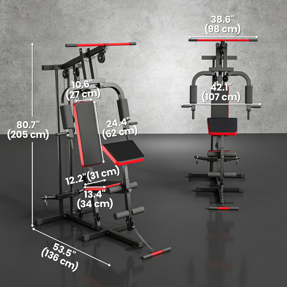 Soozier Home Gym Equipment, Multifunctional Weight Machine with Pulley System for Full Body Strength Training, Black