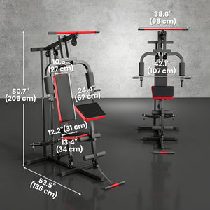 Soozier Home Gym Equipment, Multifunctional Weight Machine with Pulley System for Full Body Strength Training, Black
