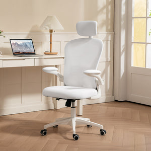 Office Chair, Mesh Computer Desk Chair with Adjustable Headrest, 4D Lumbar Support, Flip-up Arm, Grey – view 21