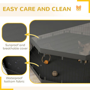 8 Panels Foldable Dog Playpen with Bottom Pad & Top Cover, 24" High
